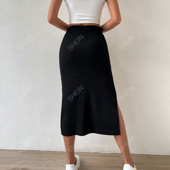 SHEIN Essnce High Waist Split Thigh Skirt - Picture 2 of 5